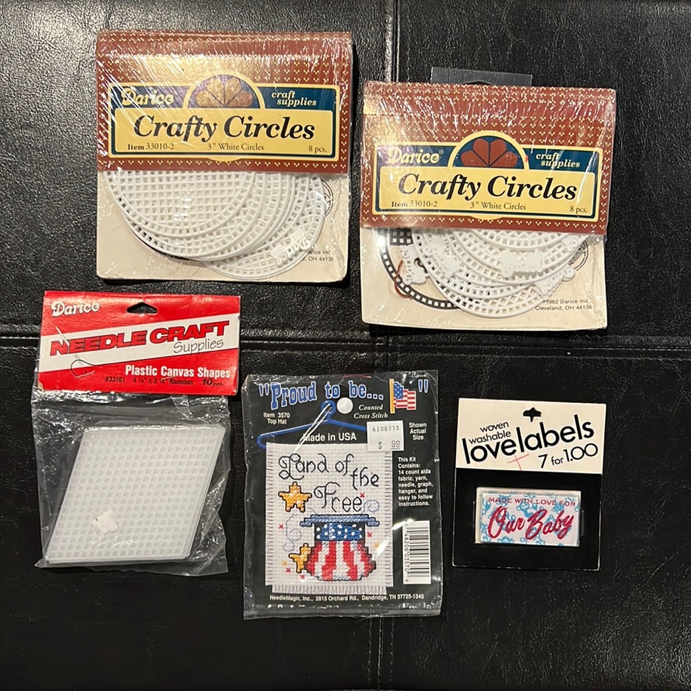 VTG Craft Supplies Darice Plastic Canvas Love Labels NeedleMagic Cross Stitch